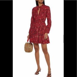 Ulla Johnson Long Sleeve Floral Red Mini Dress
